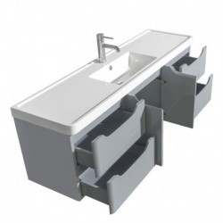 60 inch Single Bathroom Vanity in Gray, Acrylic-Resin Countertop, Integrated Sink, and 58 inch Mirror