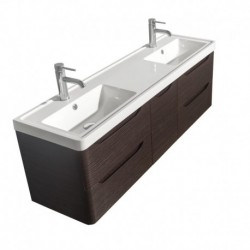 60 inch Double Bathroom Vanity in Espresso, Acrylic-Resin Countertop, Integrated Sinks, and 24 inch Mirrors