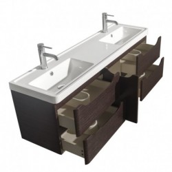 60 inch Double Bathroom Vanity in Espresso, Acrylic-Resin Countertop, Integrated Sinks, and 24 inch Mirrors