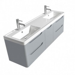 60 inch Double Bathroom Vanity in Gray, Acrylic-Resin Countertop, Integrated Sinks, and 58 inch Mirror