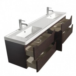 72 inch Double Bathroom Vanity in Espresso, Acrylic-Resin Countertop, Integrated Sinks, and 24 inch Mirrors