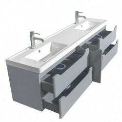72 inch Double Bathroom Vanity in Gray, Acrylic-Resin Countertop, Integrated Sinks, and 24 inch Mirrors
