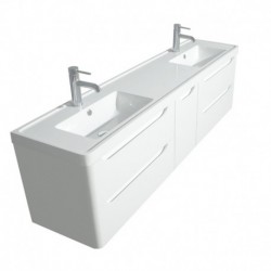 72 inch Double Bathroom Vanity in Glossy White, Acrylic-Resin Countertop, Integrated Sinks, and 24 inch Mirrors