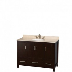 48 inch Single Bathroom Vanity in Espresso, Ivory Marble Countertop, Undermount Oval Sink, and Medicine Cabinet