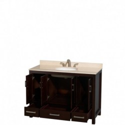 48 inch Single Bathroom Vanity in Espresso, Ivory Marble Countertop, Undermount Oval Sink, and No Mirror