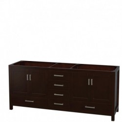 80 inch Double Bathroom Vanity in Espresso, Ivory Marble Countertop, Undermount Oval Sinks, and No Mirror