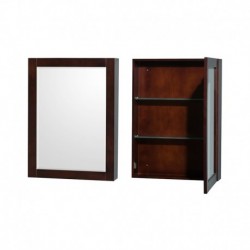 30 inch Single Bathroom Vanity in Espresso, White Carrera Marble Countertop, Undermount Square Sink, and Medicine Cabinet