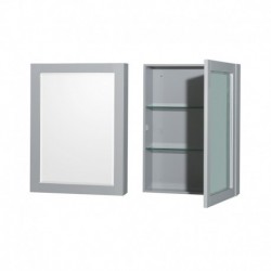 60 inch Double Bathroom Vanity in Gray, White Carrera Marble Countertop, Undermount Square Sinks, and Medicine Cabinets