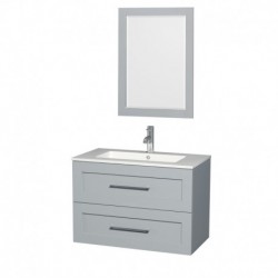 36 inch Single Bathroom Vanity in Dove Gray, Acrylic Resin Countertop, Integrated Sink, and 24 inch Mirror