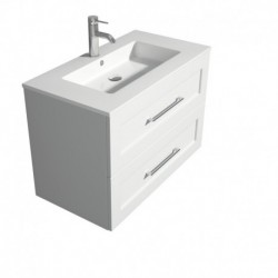 36 inch Single Bathroom Vanity in Glossy White, Acrylic Resin Countertop, Integrated Sink, and 24 inch Mirror
