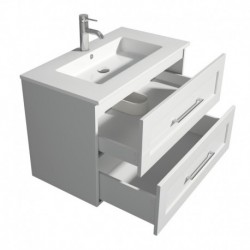 36 inch Single Bathroom Vanity in Glossy White, Acrylic Resin Countertop, Integrated Sink, and 24 inch Mirror