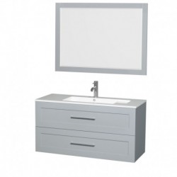48 inch Single Bathroom Vanity in Dove Gray, Acrylic Resin Countertop, Integrated Sink, and 46 inch Mirror