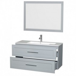 48 inch Single Bathroom Vanity in Dove Gray, Acrylic Resin Countertop, Integrated Sink, and 46 inch Mirror