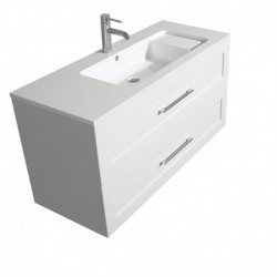 48 inch Single Bathroom Vanity in Glossy White, Acrylic Resin Countertop, Integrated Sink, and 46 inch Mirror