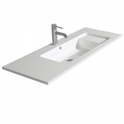 48 inch Single Bathroom Vanity in Glossy White, Acrylic Resin Countertop, Integrated Sink, and 46 inch Mirror