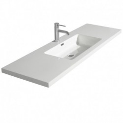 60 inch Single Bathroom Vanity in Dove Gray, Acrylic Resin Countertop, Integrated Sink, and 58 inch Mirror