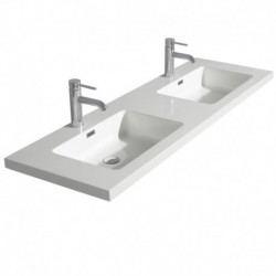 60 inch Double Bathroom Vanity in Dove Gray, Acrylic Resin Countertop, Integrated Sinks, and 24 inch Mirrors