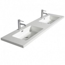 72 inch Double Bathroom Vanity in Glossy White, Acrylic Resin Countertop, Integrated Sinks, and 24 inch Mirrors