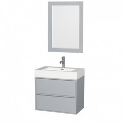 30 inch Single Bathroom Vanity in Dove Gray, Acrylic Resin Countertop, Integrated Sink, and 24 inch Mirror