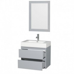 30 inch Single Bathroom Vanity in Dove Gray, Acrylic Resin Countertop, Integrated Sink, and 24 inch Mirror
