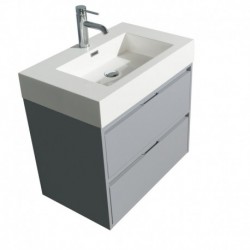 30 inch Single Bathroom Vanity in Dove Gray, Acrylic Resin Countertop, Integrated Sink, and 24 inch Mirror