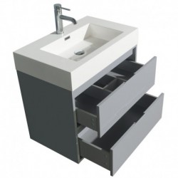 30 inch Single Bathroom Vanity in Dove Gray, Acrylic Resin Countertop, Integrated Sink, and 24 inch Mirror