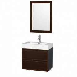 30 inch Single Bathroom Vanity in Espresso, Acrylic Resin Countertop, Integrated Sink, and 24 inch Mirror