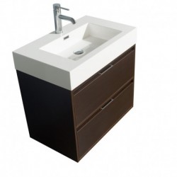 30 inch Single Bathroom Vanity in Espresso, Acrylic Resin Countertop, Integrated Sink, and 24 inch Mirror