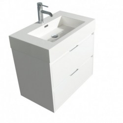 30 inch Single Bathroom Vanity in Glossy White, Acrylic Resin Countertop, Integrated Sink, and 24 inch Mirror