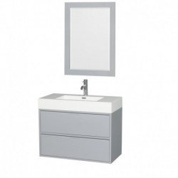 36 inch Single Bathroom Vanity in Dove Gray, Acrylic Resin Countertop, Integrated Sink, and 24 inch Mirror