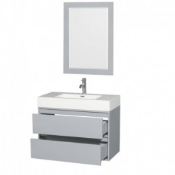 36 inch Single Bathroom Vanity in Dove Gray, Acrylic Resin Countertop, Integrated Sink, and 24 inch Mirror