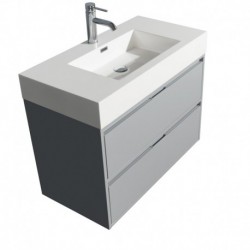 36 inch Single Bathroom Vanity in Dove Gray, Acrylic Resin Countertop, Integrated Sink, and 24 inch Mirror