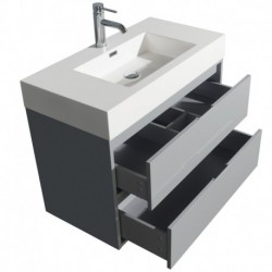 36 inch Single Bathroom Vanity in Dove Gray, Acrylic Resin Countertop, Integrated Sink, and 24 inch Mirror