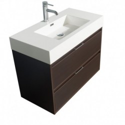 36 inch Single Bathroom Vanity in Espresso, Acrylic Resin Countertop, Integrated Sink, and 24 inch Mirror