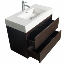 36 inch Single Bathroom Vanity in Espresso, Acrylic Resin Countertop, Integrated Sink, and 24 inch Mirror