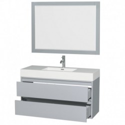 48 inch Single Bathroom Vanity in Dove Gray, Acrylic Resin Countertop, Integrated Sink, and 46 inch Mirror