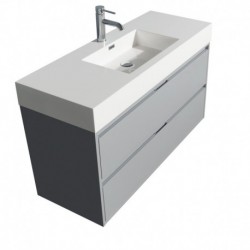 48 inch Single Bathroom Vanity in Dove Gray, Acrylic Resin Countertop, Integrated Sink, and 46 inch Mirror