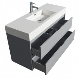 48 inch Single Bathroom Vanity in Dove Gray, Acrylic Resin Countertop, Integrated Sink, and 46 inch Mirror