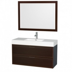 48 inch Single Bathroom Vanity in Espresso, Acrylic Resin Countertop, Integrated Sink, and 46 inch Mirror