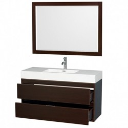 48 inch Single Bathroom Vanity in Espresso, Acrylic Resin Countertop, Integrated Sink, and 46 inch Mirror