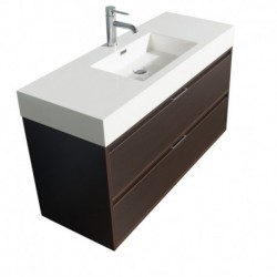48 inch Single Bathroom Vanity in Espresso, Acrylic Resin Countertop, Integrated Sink, and 46 inch Mirror