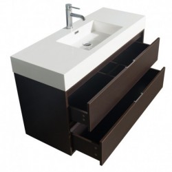 48 inch Single Bathroom Vanity in Espresso, Acrylic Resin Countertop, Integrated Sink, and 46 inch Mirror