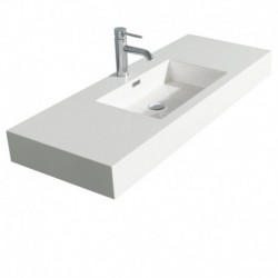 48 inch Single Bathroom Vanity in Glossy White, Acrylic Resin Countertop, Integrated Sink, and 46 inch Mirror