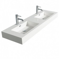 60 inch Double Bathroom Vanity in Glossy White, Acrylic Resin Countertop, Integrated Sinks, and 24 inch Mirrors