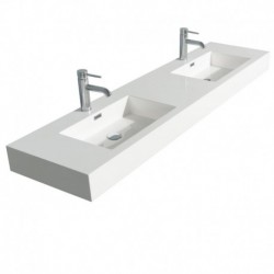 72 inch Double Bathroom Vanity in Glossy White, Acrylic Resin Countertop, Integrated Sinks, and 70 inch Mirror