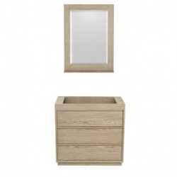 36 inch Single Bathroom Vanity in Ash Gray, No Countertop, No Sink, and 24 inch Mirror