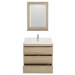 36 inch Single Bathroom Vanity in Ash Gray, White Carrera Marble Countertop, Undermount Square Sink, and 24 inch Mirror