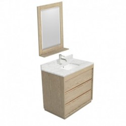 36 inch Single Bathroom Vanity in Ash Gray, White Carrera Marble Countertop, Undermount Square Sink, and 24 inch Mirror