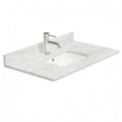 36 inch Single Bathroom Vanity in Ash Gray, White Carrera Marble Countertop, Undermount Square Sink, and 24 inch Mirror