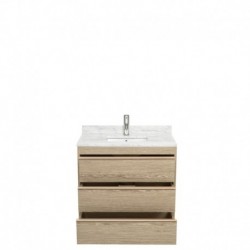 36 inch Single Bathroom Vanity in Ash Gray, White Carrera Marble Countertop, Undermount Square Sink, and No Mirror